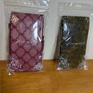 Free People Tights Red Bow Pattern Green Paisley 2 Piece Bundle OS